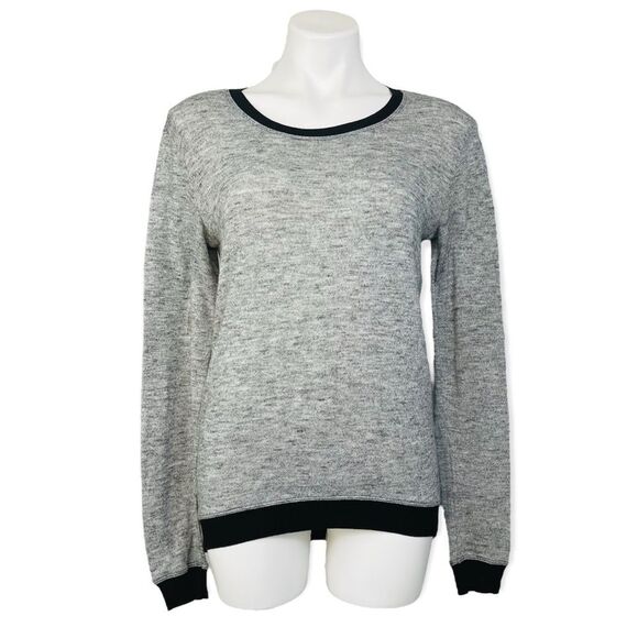 ARITZIA Wilfred High Low Crewneck Sweater Gray Black Color Block Trim XS Casual - Picture 3 of 13